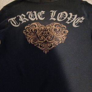 Black Long Sleeve shirt with Gold Heart Design